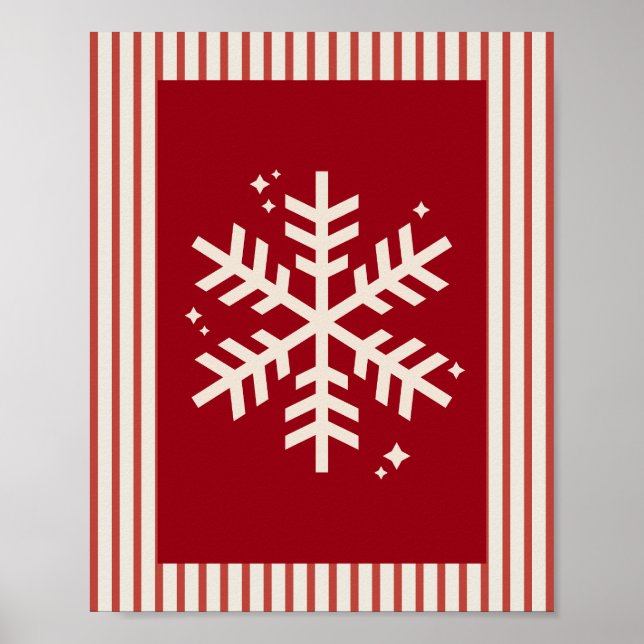 Snöflinga Röd Randig Poster (Framsidan)