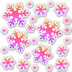 Snöflinga Rosa Färgrik Snö Vinter Jul Klistermärken