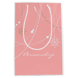 Snöflinga rosa mitten av seklet elegant vinter söt