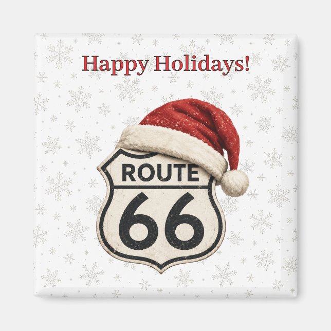 Snöflinga Route 66 Holiday Fridge Glädje Magnet (Framsidan)