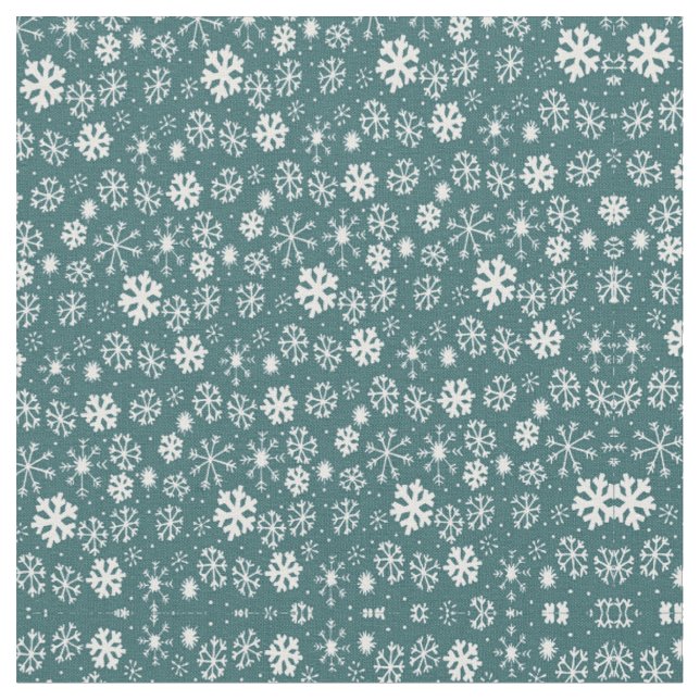 Snöflinga Snöstorm i Aqua Blå Tyg (Närbild)