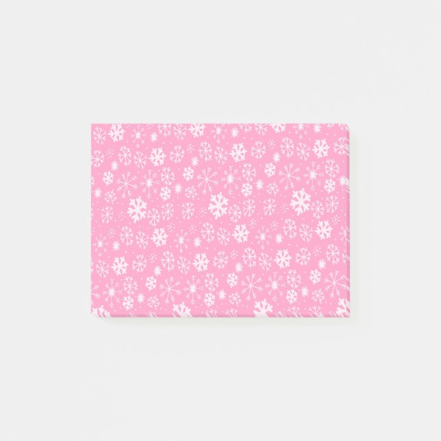 Snöflinga Snöstorm i Pastellrosa Post-it Block (Framsida)