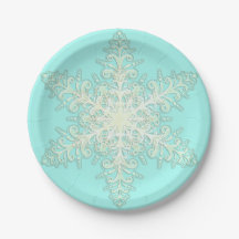 Snöflinga spets vinter vit turkos elegant