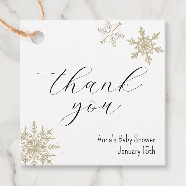 Snöflinga Tack Gåvor Etiketter (Framsida)