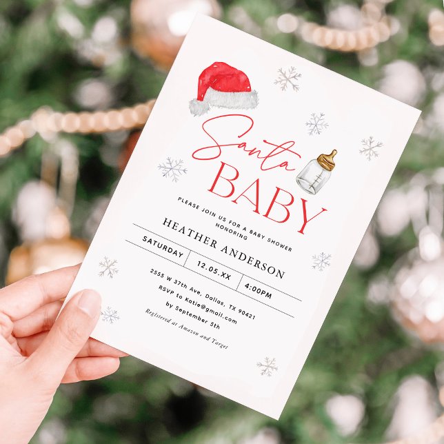 Snöflinga Tomte Baby Jul Baby Shower Inbjudningar (Skapare uppladdad)