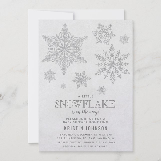 Snöflinga Vinter Baby Shower Inbjudan (Framsida)