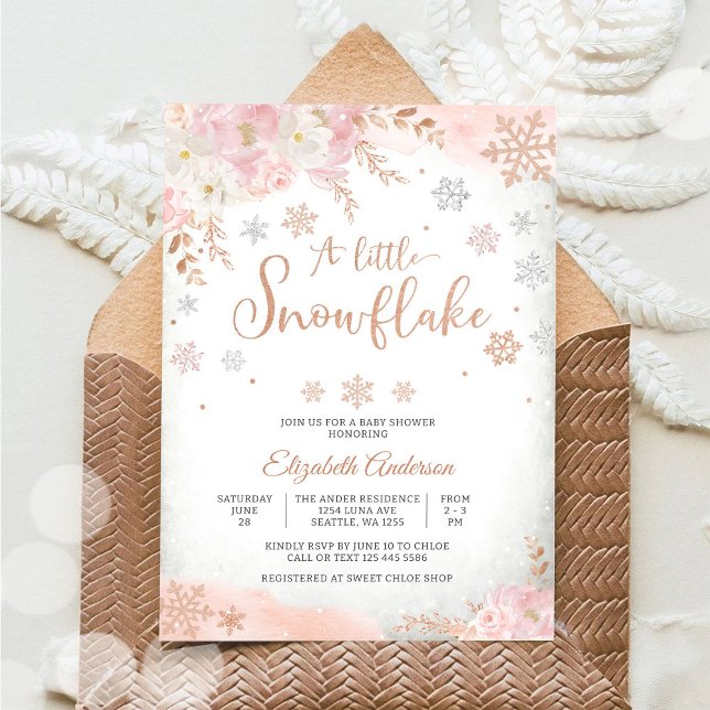 Snöflinga Vinter Bebis Shower Inbjudan (Skapare uppladdad)