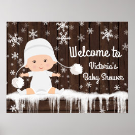 Snöflinga Vinter Bebis Shower Skylt