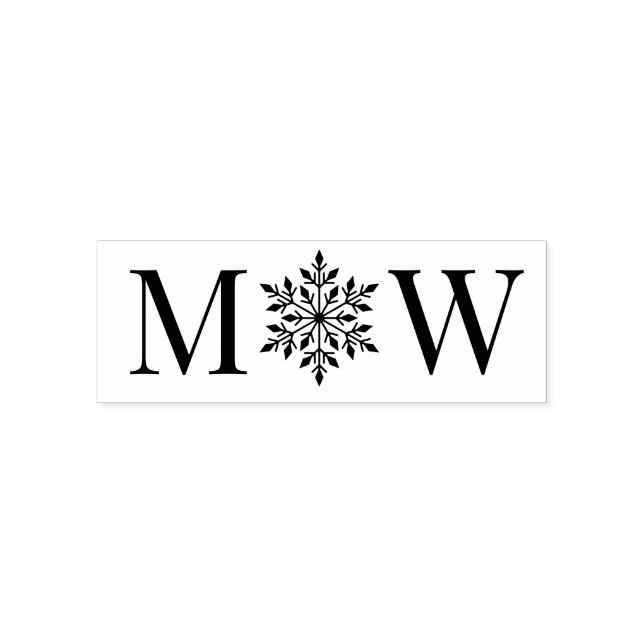 Snöflinga Vinter Par Bröllop 2 Initial Monogram Självfärgande Stämpel (Design)