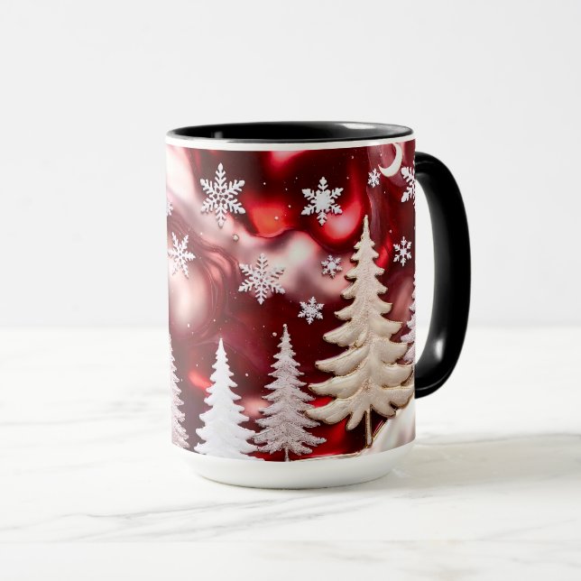 Snöflinga Vinter Skog Julmugg Mugg (Framsida höger)