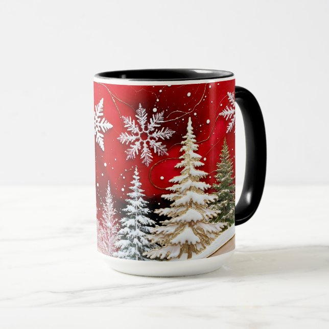 Snöflinga Vinter Skog Julmugg Mugg (Framsida höger)