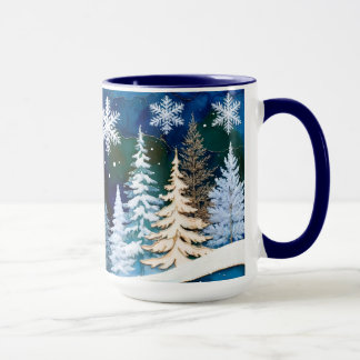 Snöflinga Vinter Skog Julmugg Mugg