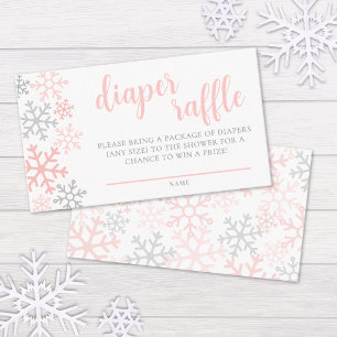 Snöflinga Vinterflicka Baby Shower Blöja Lotteri Tilläggskort