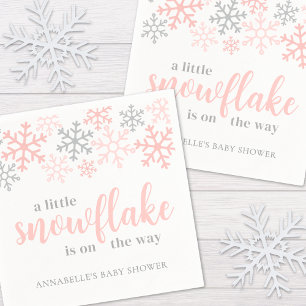 Snöflinga Vinterflicka Bebisshower Pappersservett