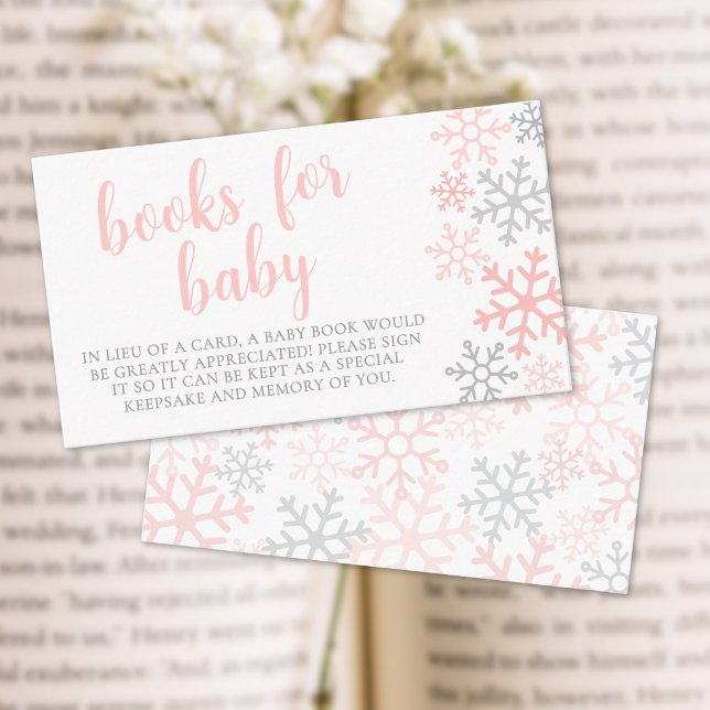 Snöflinga Vinterflicka Böcker För Babyfest Tilläggskort (Snowflake Winter Girl Books For Baby Shower Enclosure Card)