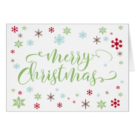 Snöflinga Whimsy, Äpplegrön God Jul Typografi Hälsningskort