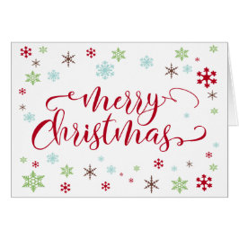 Snöflinga Whimsy, Ljusröd Glad Jul Typografi Hälsningskort