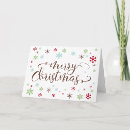 Snöflinga Whimsy, Varm Brun God Jul Typografi Helgkort