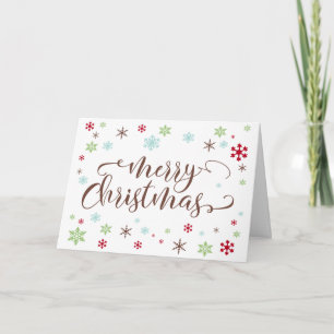 Snöflinga Whimsy, Varm Brun God Jul Typografi Helgkort
