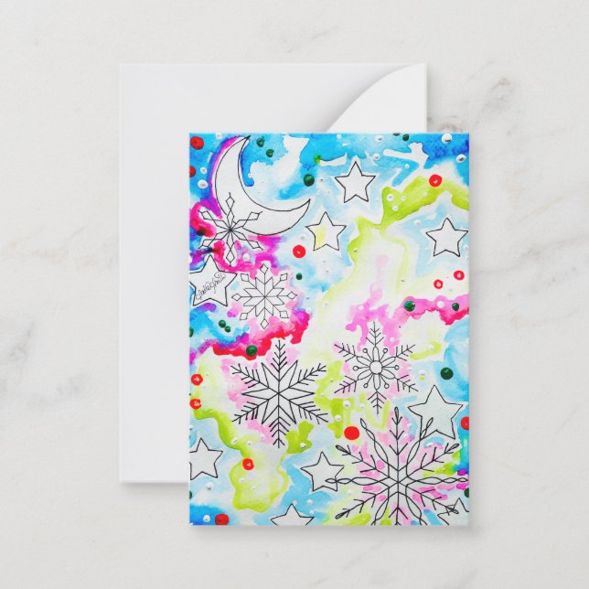 Snöflinga Yule-konst Anteckningskort (Framsida)