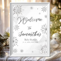 Snöflingan är på väg Baby Shower Välkomstskylt