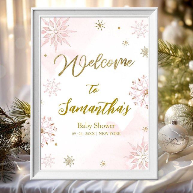 Snöflingan är på väg Baby Shower Välkomstskylt Poster (Skapare uppladdad)