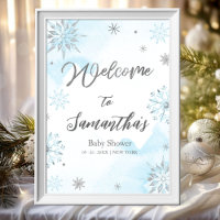 Snöflingan är på väg Baby Shower Välkomstskylt