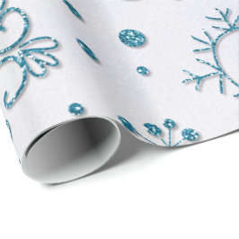 Snöflingan Blue Glitter Mönster Presentpapper