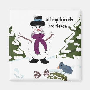 Snöflingan Snömannen Rolig Magnet