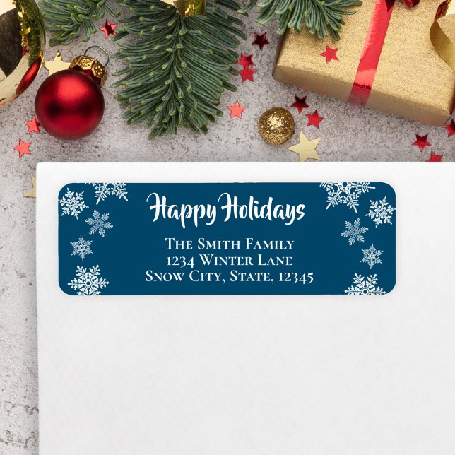 Snöflingans Helgdag Returadress Etikett (Snowflake Address Label for Holiday Cards)