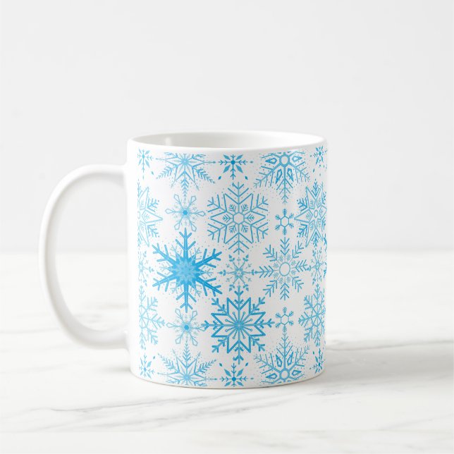 Snöflingblått mönster kaffemugg (Vänster)