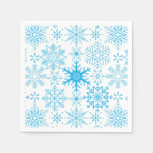 Snöflingblått mönster pappersservett (Framsidan)