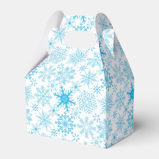 Snöflingblått mönster presentaskar (Framsidan Sidan)