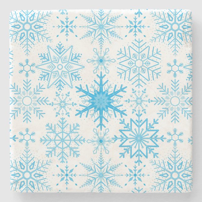 Snöflingblått mönster stenunderlägg (Framsidan)