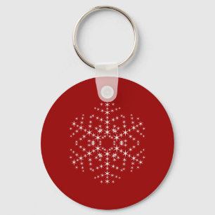 Snöflingdesign i Mörk Red and White. Nyckelring