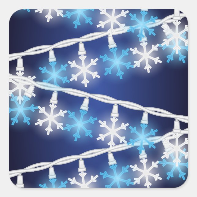 Snöflingeljus Fyrkantigt Klistermärke (Framsida)