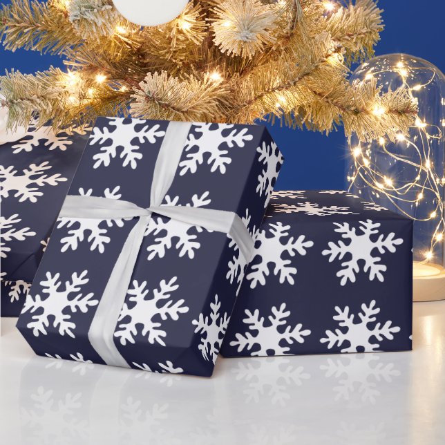 Snöflingemönster Marinblå Helgdag Presentpapper (Helgdagar)