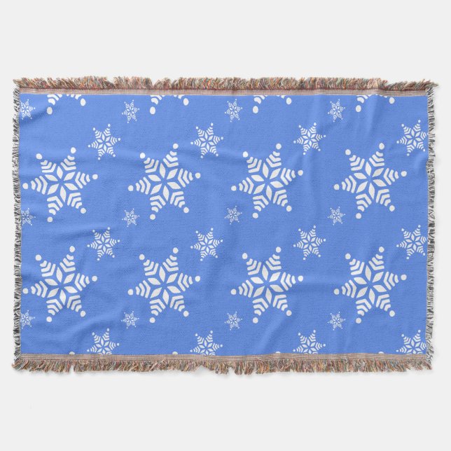 Snöflingemönster, Vita snöflingor, Snö, Blå Filt (Framsidan)
