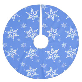 Snöflingemönster, Vita snöflingor, Snö, Blå Julgransmatta Borstad Polyester