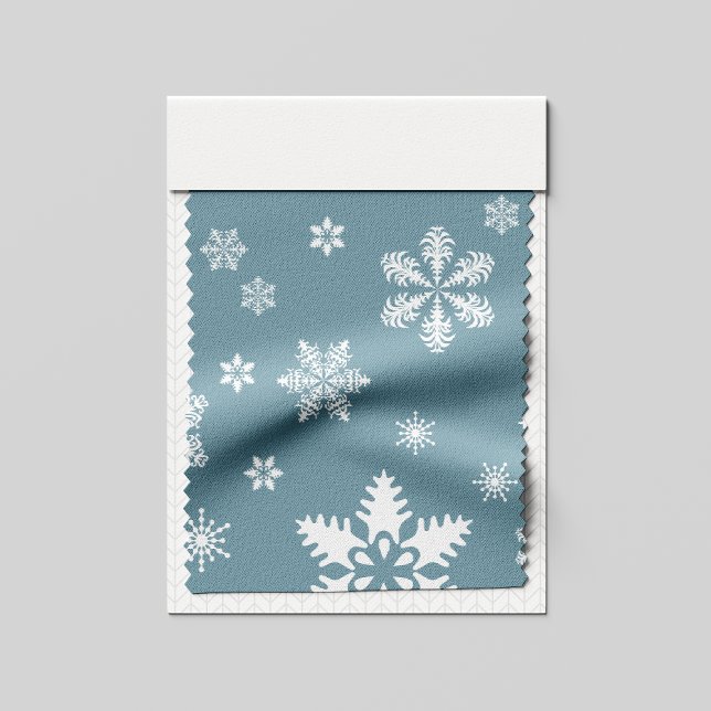 Snöflingemönster, Vita Snöflingor, Snö, Grå Tyg (Skapare uppladdad)