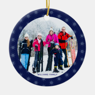Snöflingfamiljen Photo Namn Large Clock Julgransprydnad Keramik