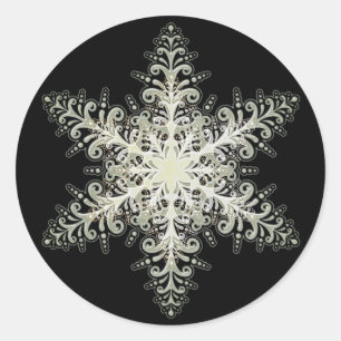 Snöflingis snöre vintervit och svart elegant runt klistermärke