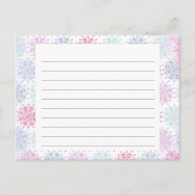 Snöflingkort för julrecept vykort (Framsida)