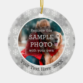 Snöflingor 2 Foton Personlig Grått Silver Julgransprydnad Keramik