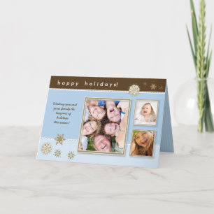 Snöflingor Anpassningsbar Helgdag Card (blått/brun Helgkort