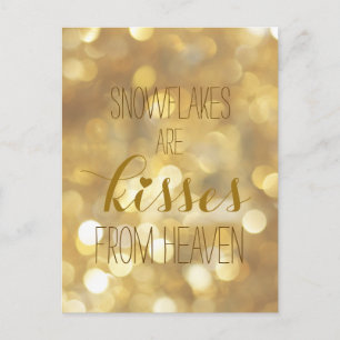 Snöflingor är kyssar från himlen - Guld Glitter Vykort