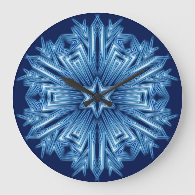 Snöflingor Art 11 Väggspärrar och numeriska altern Stor Klocka (Framsida)