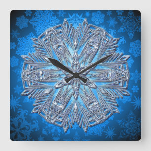 Snöflingor Art 13 Väggspärrar och numeriska altern Fyrkantig Klocka