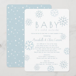 Snöflingor Baby dess Kall Blue Baby Shower med pos Inbjudningar