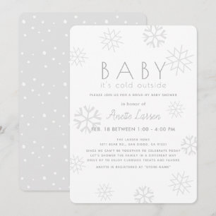 Snöflingor Baby dess Kall Grått Drive by Baby Show Inbjudningar